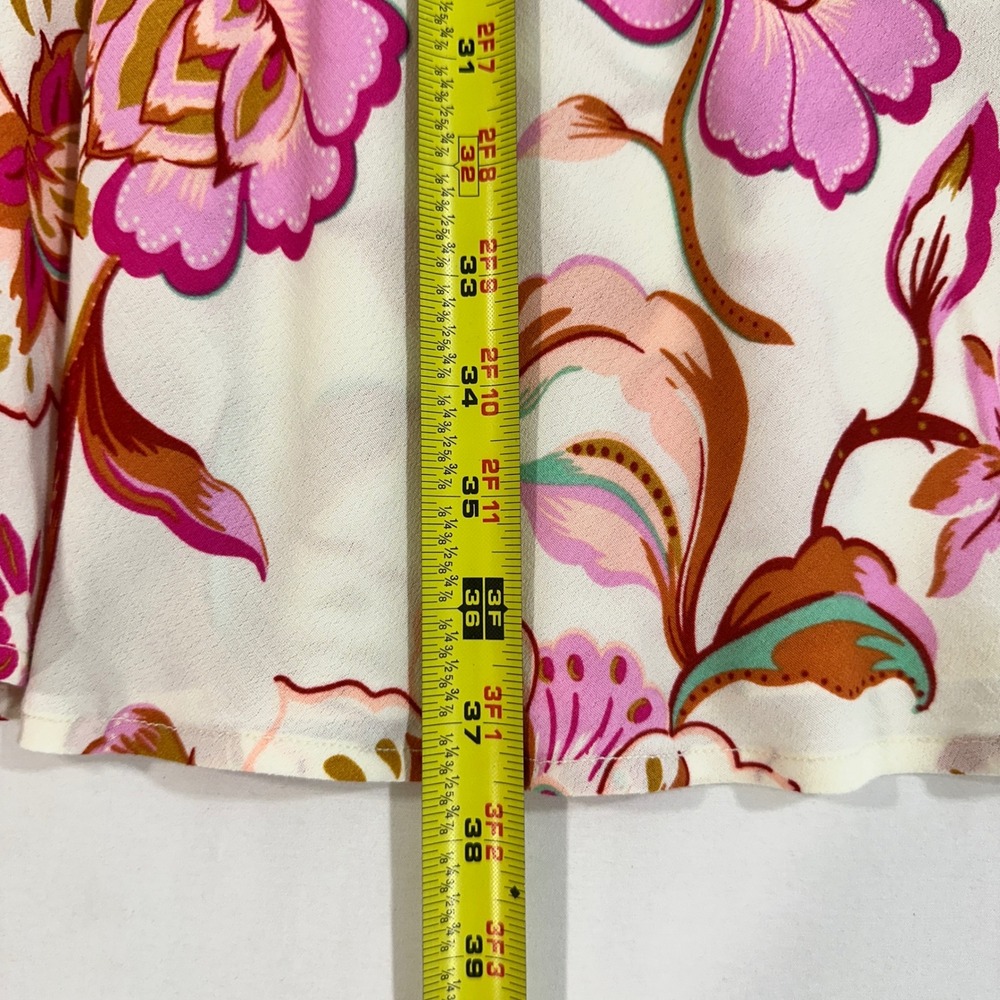 Tahari Womens XL Floral Viscose Maxi Skirt Pink Orange Cream Flowy Pull On - Picture 7 of 7